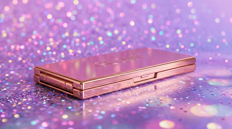Satin Blush Powder - Side Angle Rose Gold