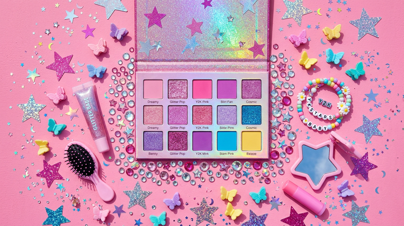 Grand Artist Eyeshadow Palette - Flat lay Y2K styling