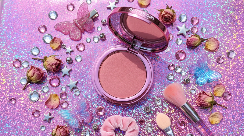 Satin Blush Powder - Flat Lay Y2K Styling