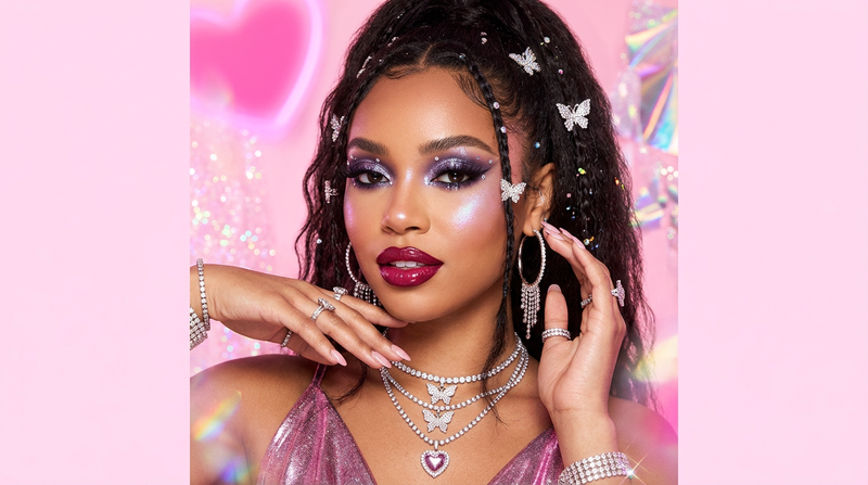 Cybrena Precision Lip Liner - Model deep berry lips rhinestone Y2K glam beauty