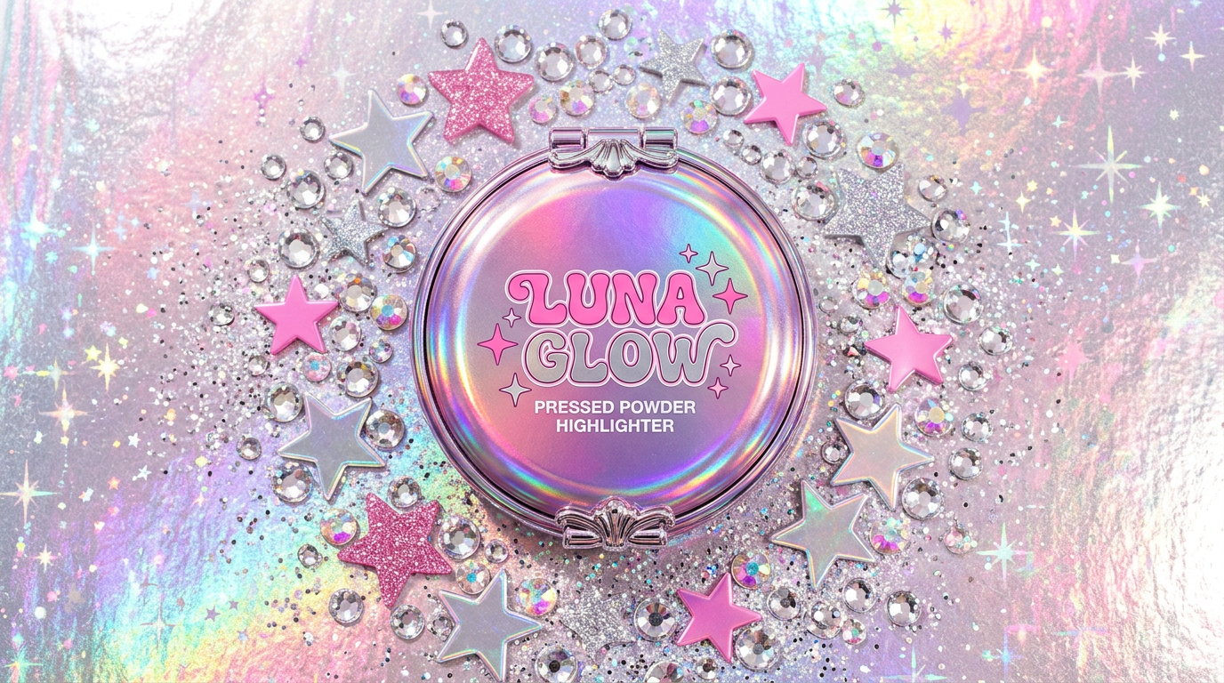 Space Glow Highlighter - Flat Lay Holographic Silver-Pink